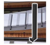 Poste final de barandilla de vidrio de montaje lateral 304SS - Abrazadera for paneles de 10-12 mm - Ideal for balcones y escaleras(125cm/49.2in Left End Post)