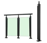 Poste para barandilla de cristal poste ajustable de acero inoxidable para barandillas de vallas jardines balcones abrazadera de cristal para fijación al suelo(Black- Mid Post,85cm(33.5in))