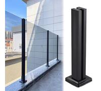 Poste para barandilla vidrio Inicio Terraza Poste De Barandilla De Balaustrada De Vidrio, 130 120 100 90 80 70 60 CM Alto Poste De Vidrio Con Base Para Interiores Y Exteriores, Negro(Black Mid Post,10