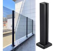 Poste para barandilla vidrio Inicio Terraza Poste De Barandilla De Balaustrada De Vidrio, 130 120 100 90 80 70 60 CM Alto Poste De Vidrio Con Base Para Interiores Y Exteriores, Negro(Black End Post,95
