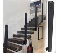 Poste para barandilla vidrio/ pasamano escalera Montaje Lateral Columna de Paneles a Prueba de Viento, Acero Inoxidable Barandilla de Escalera Balaustrada con Herrajes, Negro Plataforma de Escalera Co