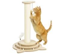 Poste rascador 4 en 1 PawHut, Poste rascador de 69 cm, Poste rascador de sisal para Gatos con Pelota de Juego, Poste rascador para Gatos, Mueble rascador para Gatos, Interior, Roble