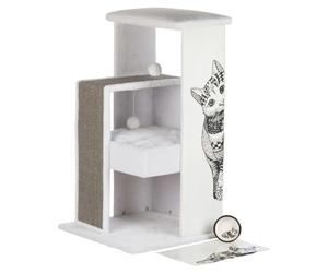 Poste rascador Maria, 101 cm, Blanco-Gris
