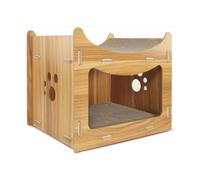 Poste rascador Pagoda de madera y cartón para gatos con catnip Record