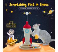 Poste rascador para gatos con cohete estable, diseño excepcional con pelota de pista, juguete, punzón grueso y fuerte, gatos de interior AMT0321BG XS