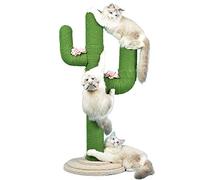 Poste rascador para gatos con cuerda de sisal, juguete interactivo de diseño de cactus para gatitos, torre de actividad de poste de rascar de felpa