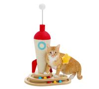 Poste rascador para gatos con pista, juguete de pelota, cohete, rascador para gatos, pequeña torre de árbol para gatos con postes rascadores de Sisal, juguetes interactivos para gatos AMT0321BG M