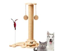 Poste rascador para gatos, diseño 4 en 1, material resistente, estructura antiinclinación, torre estable para gatos, 1 pieza de cuerda de sisal de madera de 50 cm, para sala de estar, dormitorio
