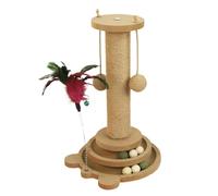 Poste Rascador para Gatos Juego Con Circuito | Poste Vertical Resistente Con Caña De Juego Y 2 Bolas De Sisal Para Mascotas