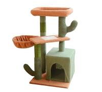 Poste rascador para gatos para interiores, cama para gatos, árbol de cactus, torre para gatos con poste rascador, poste rascador para gatos pequeños y medianos, verde A, 42 x 40 x 77 cm
