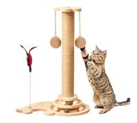 Poste rascador para Gatos: rascador Interactivo y Resistente con Base de Madera Maciza | Juguete para para fomentar una conexión Alegre Entre los Humanos y Sus compañeros Peludos