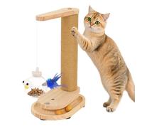 Poste rascador para gatos - Torre de sisal de madera de 35x25x16,5 cm, juguete con pista de bolas, juguete dispensador de golosinas, diseño de dispensador de recompensas | Solución duradera de enrique