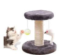 Poste rascador para gatos y árbol pequeño de sisal natural con percha redonda y bola de felpa hecha para gatos pequeños, árbol relajante para gatitos, color gris