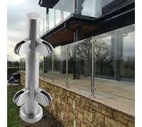 Poste Redondo Para Valla De Vidrio Exterior, Soporte Para Barandilla De Vidrio En Extremos, Medios Y Esquinas Para Patio, Terraza, Balcón Y Escaleras, Interior Y Exterior, Barandilla De Vidrio Para C