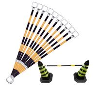 poste reflectante de PVC, Cono de tráfico extensible con película reflectante, 1,2 m a, multicolor, varios tamaños(Yellow and Black,10pcs)