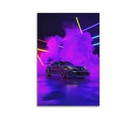 Póster 911 GT3 RS de noche de neón futurista con iluminación dinámica de coche deportivo, pintura decorativa en lienzo para pared e impresión artística moderna de decoración de dormitorio familiar, 60
