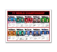 Póster A3 de los pilotos de F1 firmada/autografiada de Fórmula 1, impresión de Lewis Hamilton, Sebastian Vettel, Max Verstappen, Valtarri Bottas, etc.