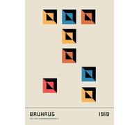 Póster abstracto con círculos geométricos azules y rosas de Bauhaus de 1919,impresión artística de pared,pintura en lienzo para sala de estar,dormitorio,decoración del hogar. 60x90cm Sin Marco