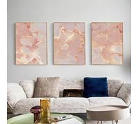 Póster abstracto de lienzo con mármol rosa dorado champán nórdico para pared o pasillo, decoración moderna y sencilla para el hogar (50x75cm-3 piezas)