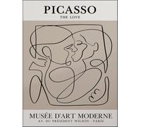 Póster abstracto de Pablo Picasso Cuadro de arte mural abstracto《Besa el amor》de Pablo Picasso Líneas de grabados Pintura de lienzo para la gente para decoración del hogar 30x40cm sin enmarcar