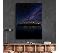 Póster abstracto de paisaje marino icónico "El barco que nunca se hunde" en lienzo, impresión y arte mural para decoración del hogar (50x70cm/Sin marco)