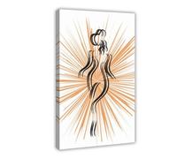 Póster abstracto de silueta femenina con explosión naranja, lienzo para decoración de dormitorio, paisaje, oficina, habitación, regalo, 20 x 30 cm