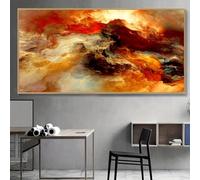 Póster abstracto en lienzo con remolinos artísticos modernos en azul, amarillo y naranja, para sala de estar, dormitorio, oficina y cafetería (30 x 60 cm/sin marco).