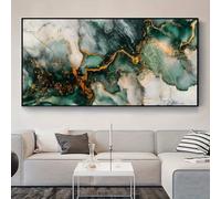 Póster abstracto en lienzo con remolinos artísticos modernos en azul, amarillo y naranja, para sala de estar, dormitorio, oficina y cafetería (40 x 80 cm/sin marco).