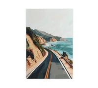 Póster abstracto en lienzo de Pacific Coast Highway, decoración de dormitorio, paisaje, oficina, habitación, regalo, 40 x 60 cm