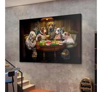 Póster abstracto moderno y creativo de perro jugando al póker, impresión en lienzo, arte de pared, imagen para decoración del hogar y la sala de estar (50x70cm/sin marco)