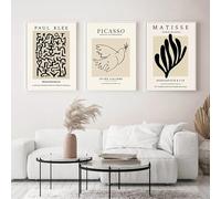 Póster abstracto nórdico de Henri Matisse, Picasso, Paul Klee, pintura, arte de pared, impresiones, imágenes vintage, decoración del hogar (35 x 50 cm, 3 piezas)