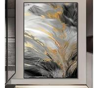 Póster abstracto para decoración de oficina, arte de pared para el trabajo, impresión de imagen moderna, geometría dorada, línea gris dorada, decoración de pared (40 x 50 cm)