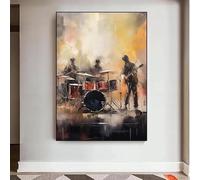 Póster abstracto vintage de instrumentos de concierto de jazz swing, banda y bailarines, lienzo pintado, decoración de pared para el hogar (50x70cm/Sin marco)