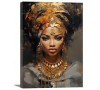 Póster afroamericano de reina, pintura en lienzo, arte de pared, retrato de mujer y niña, decoración, imagen abstracta, sala de estar, dormitorio, baño (60 x 90 cm (24 x 35 pulgadas), sin marco)