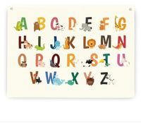 poster Alphabet Banner with Wood Hanger - Colorful Educational Wall Decor for Nursery, Toddler Room & Classroom(Framed,12x18inch(30x45cm))