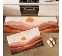 Póster Amanecer Sobre Montañas Juego De Alfombras De Cocina De 2 Piezas, Juego De Alfombras De Minimalista Bohemio, Terracota Antideslizantes Lavables Tapetes De Cocina Para Interior, 50X80+50X150Cm