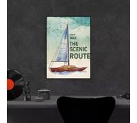 Póster "Amo el océano, siempre toma la ruta escénica", póster "Amo el océano", para amantes de los viajes, póster retro del océano, decoración de pared, marco de 30 x 45 cm