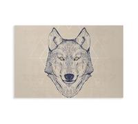 Póster artístico abstracto de cabeza de lobo para decoración de pared, pinturas para sala de estar, dormitorio, 20 x 30 cm