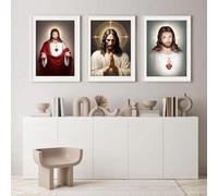 Póster artístico colgante del Santo Jesús figura impresa María Iglesia Cristo Sagrado Corazón religión pintura en lienzo decoración cuadro de pared 50 x 70 cm sin marco