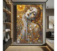 Póster artístico con retrato femenino al estilo Gustav Klimt, impresión abstracta de lágrimas doradas sobre lienzo, decoración para sala de estar (70x100cm/marco interno)