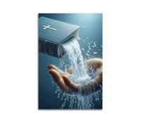 Póster artístico cristiano de agua bendita, inspirador, con temática bíblica, imágenes modernas religiosas de la mano de Jesús, pósteres e impresiones para sala de estar, dormitorio, 20 x 30 cm