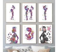 Póster artístico de amor familiar neón, lienzo impreso con la imagen de una madre embarazada, arte de pared para sala de estar, decoración del hogar infantil (30x40cm/6 piezas sin marco)