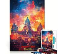 Póster artístico de Angkor Wat para Adolescentes,Rompecabezas de 1000 Piezas,Juego de Memoria Mental,Cierre Seguro,sin Piezas Sueltas,Juego de ingenio portátil,Regalo (38x52cm)