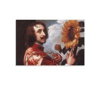 Póster artístico de Anthony Van Dyck con autorretrato delante de girasol, lienzo para decoración de pared, foto para el hogar, pósteres decorativos modernos, 50 x 75 cm