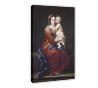 Póster artístico de Bartolome Esteban Murillo con impresión moderna de la Virgen del Rosario y marco decorativo para dormitorio, 40,6 x 60,9 cm