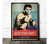Póster artístico de boxeo Julio Cesar Chávez para interiores y exteriores, decoración de pared, póster de metal, 8 x 12 pulgadas