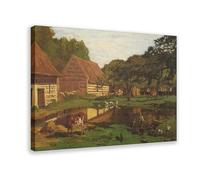 Póster artístico de Claude Monet con texto en inglés "A Farmyard in Normandy by Claude Monet" para decoración de pared, bar, restaurante, garaje, cafetería, marco de regalo, 61 x 91 cm