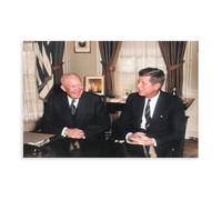 Póster artístico de Dwight D Eisenhower Sharing A Light Moment With President John F. Kennedy y arte de pared, 16 x 2 pulgadas
