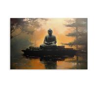 Póster artístico de estatua de Buda Tranquil en lienzo, decoración de dormitorio, paisaje, oficina, habitación, regalo, 20 x 30 cm