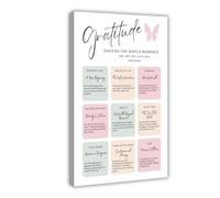 Póster artístico de gratitud, inspiración y atención plena, póster de lienzo, decoración de dormitorio, paisaje, oficina, habitación, regalo, 20 x 30 cm